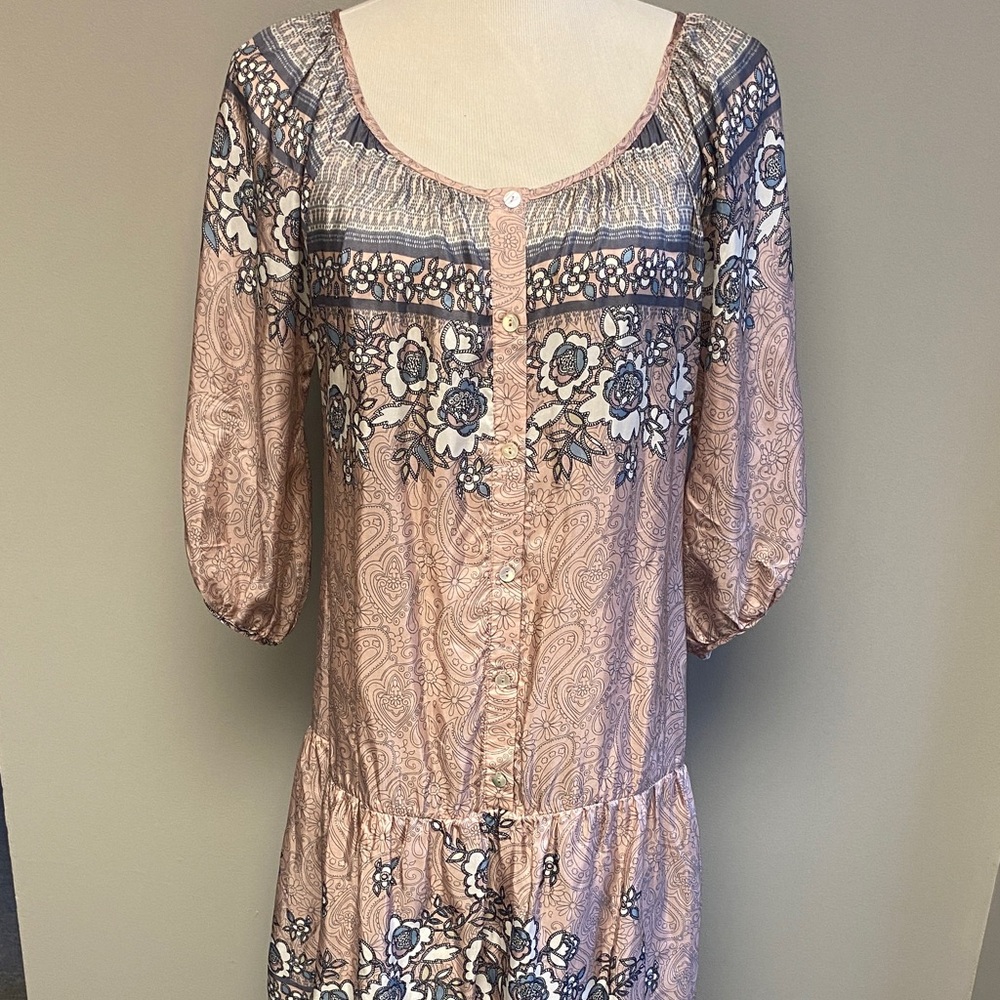 Le Lis Blanc Pink & Blue Long Sleeve Dress (P)